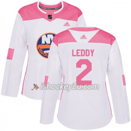 Dame NHL New York Islanders Trøje Nick Leddy 2 Adidas 2017-2018 Hvid Lyserød Fashion Authentic